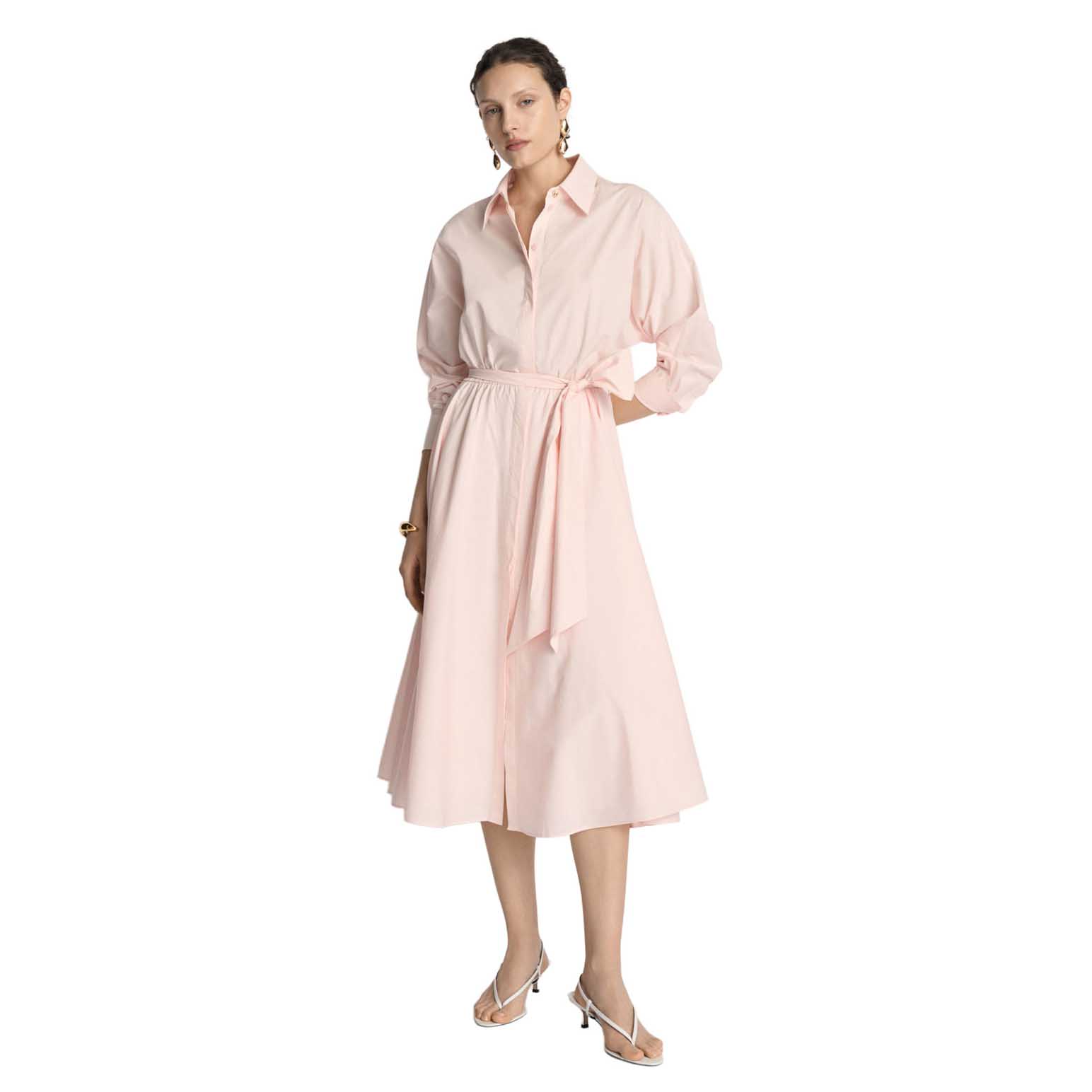 Veronika Maine Cotton Tie Belt Shirtdress